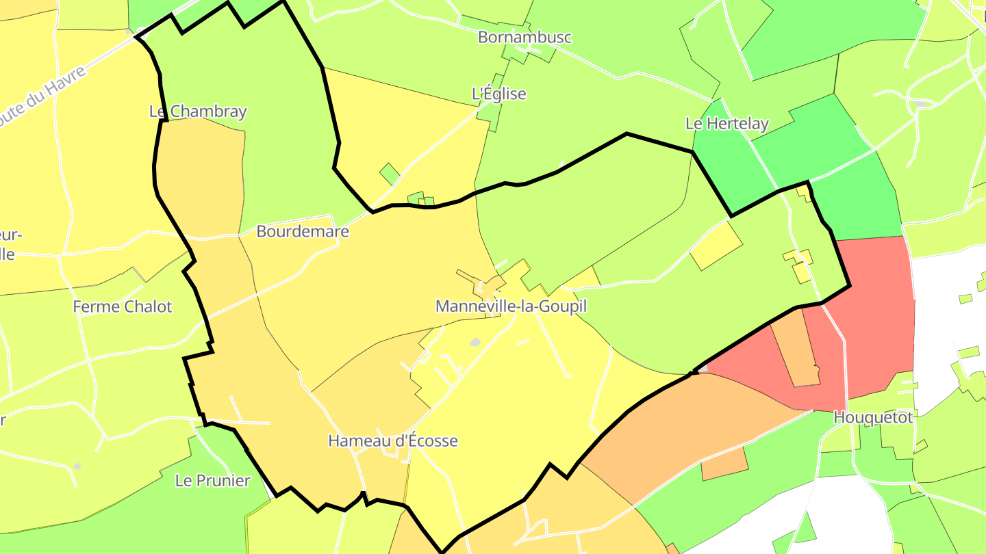 Carte des prix de l'immobilier Manneville-la-Goupil