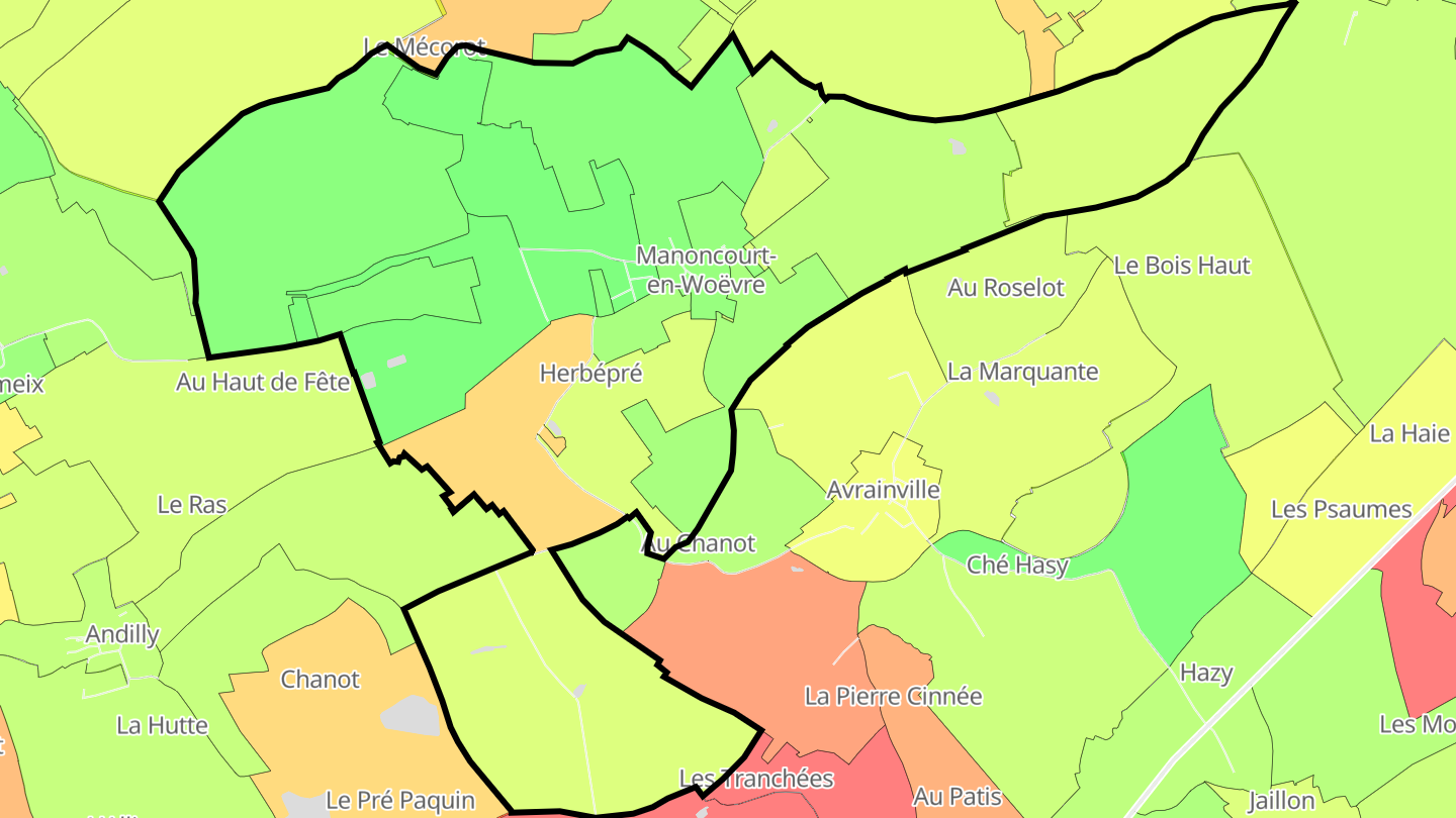 Carte des prix de l'immobilier Manoncourt-en-Woëvre