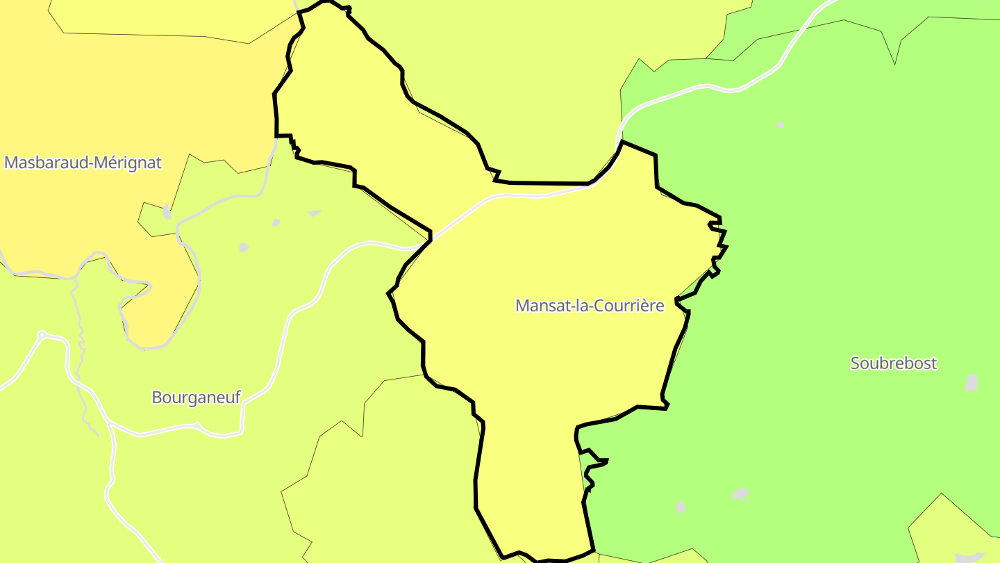 Carte des prix de l'immobilier Mansat-la-Courrière