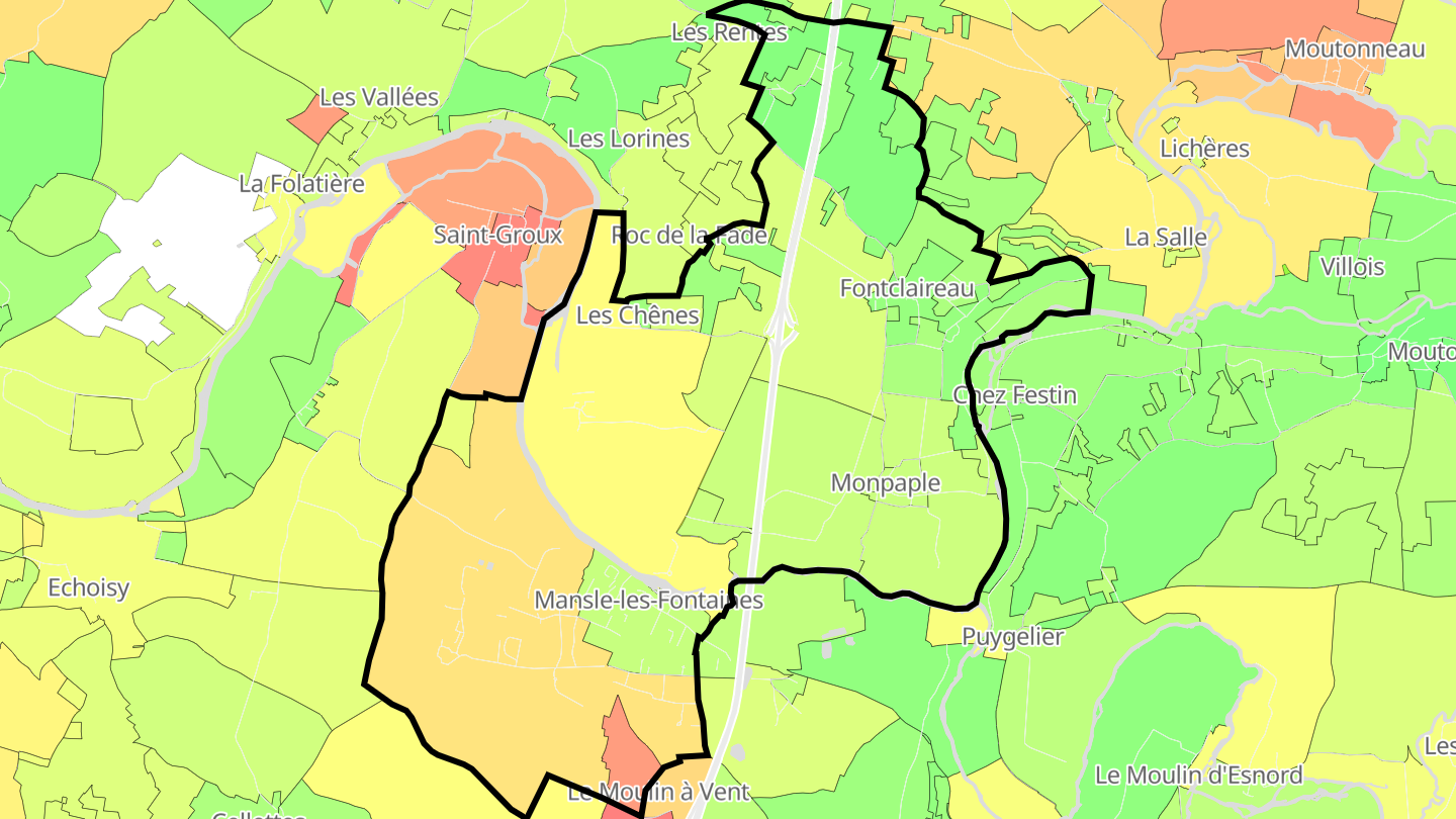 Carte des prix de l'immobilier Mansle-les-Fontaines