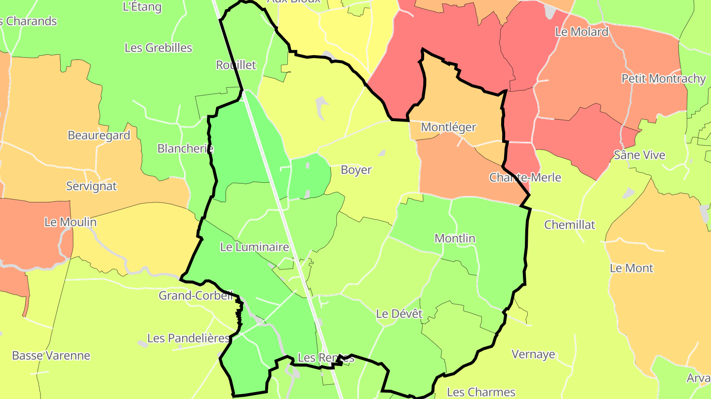 Carte des prix de l'immobilier Mantenay-Montlin