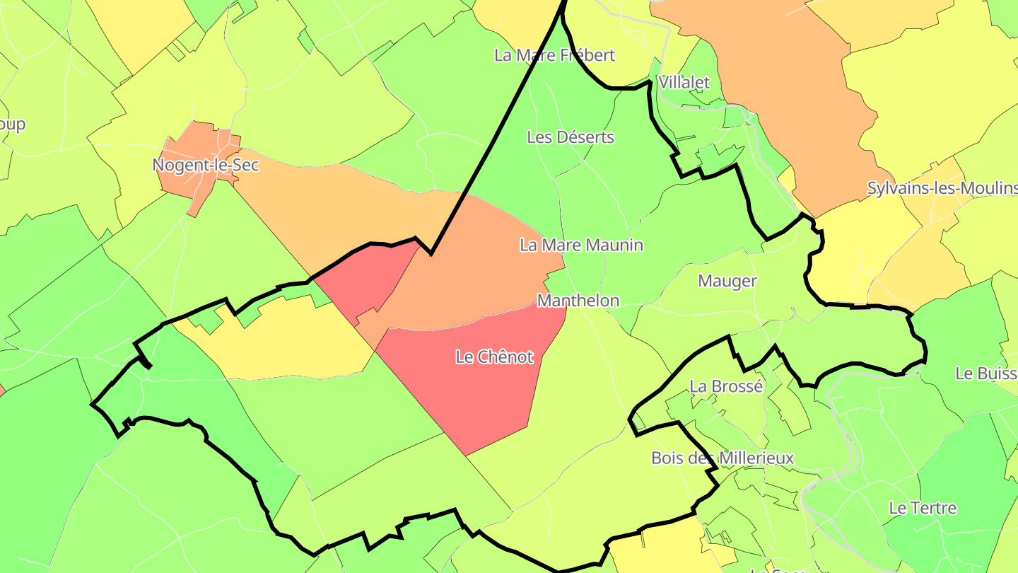 Carte des prix de l'immobilier Manthelon
