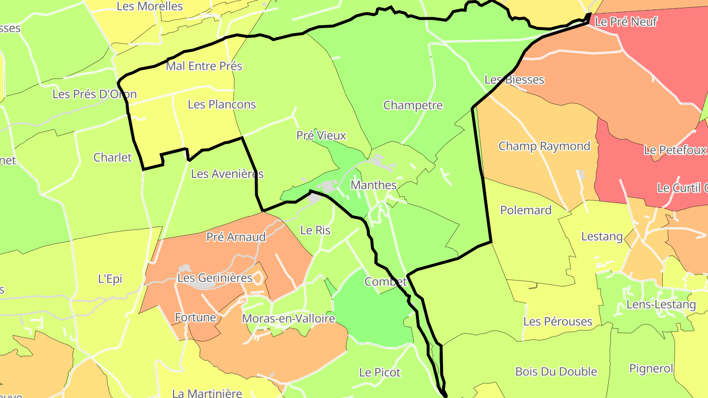 Carte des prix de l'immobilier Manthes
