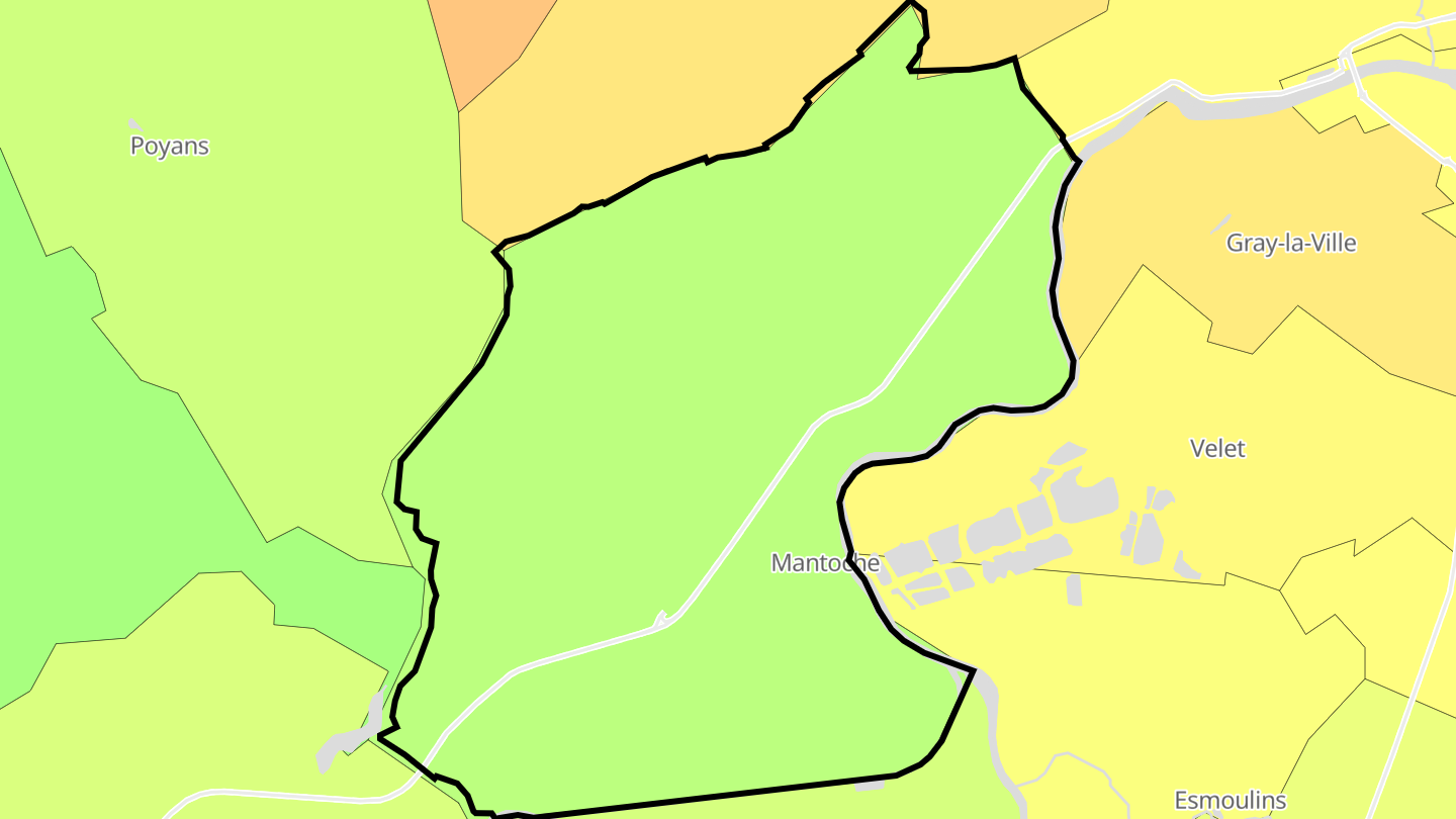 Carte des prix de l'immobilier Mantoche