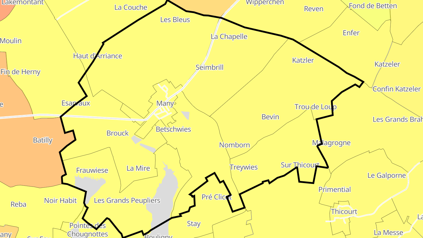 Carte des prix de l'immobilier Many