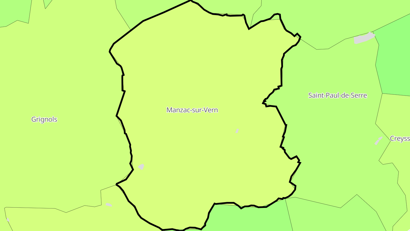 Carte des prix de l'immobilier Manzac-sur-Vern