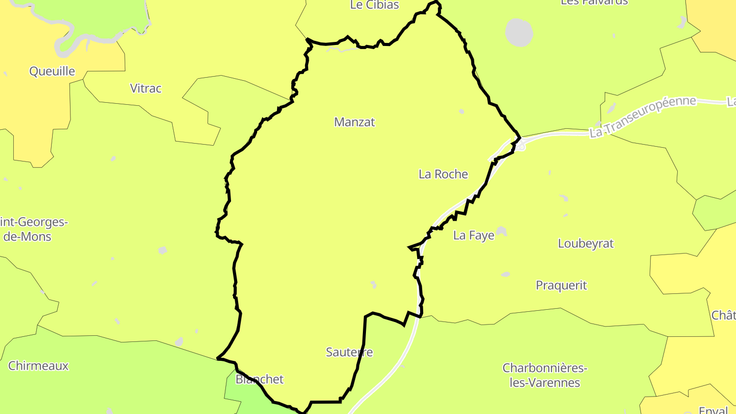 Carte des prix de l'immobilier Manzat