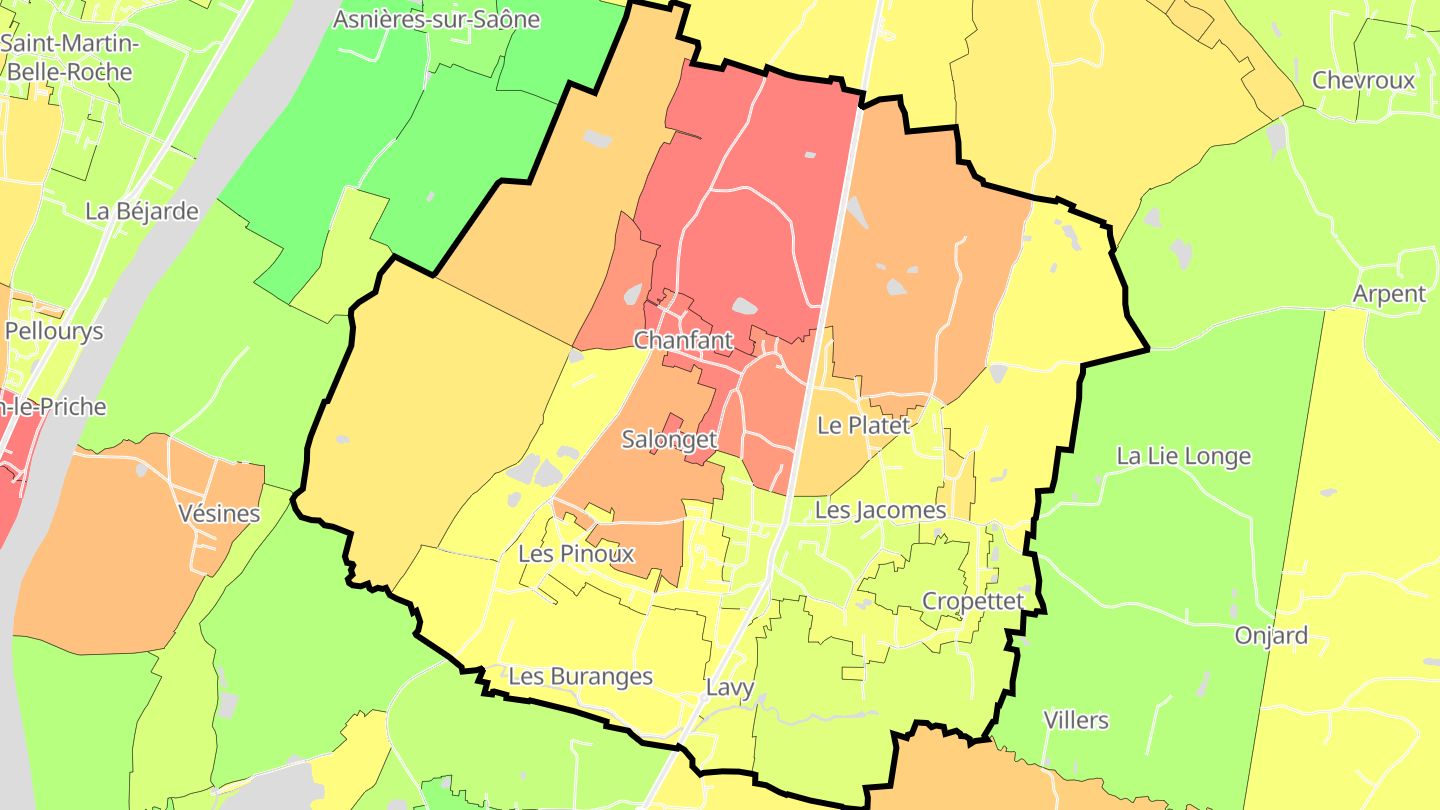 Carte des prix de l'immobilier Manziat