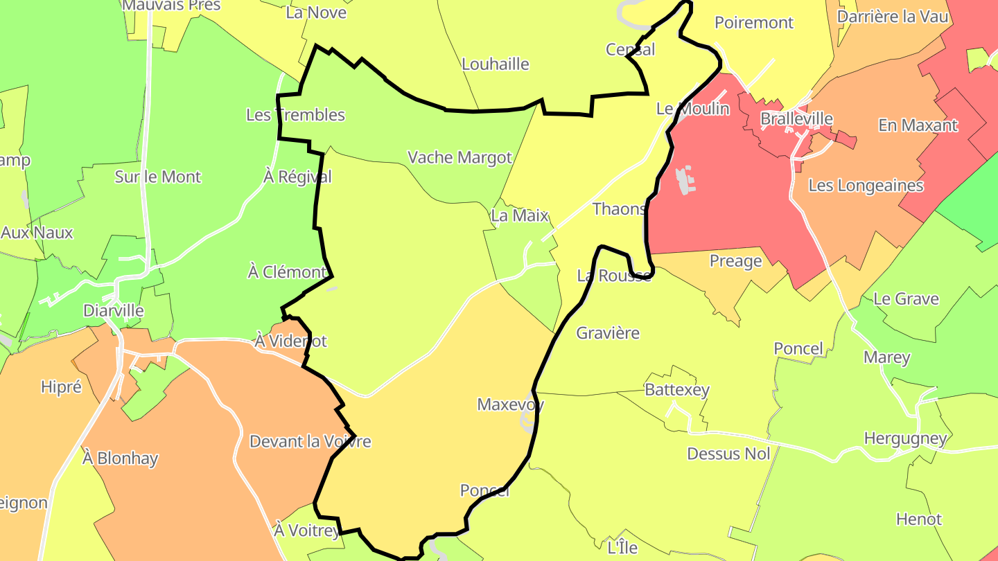 Carte des prix de l'immobilier Marainville-sur-Madon