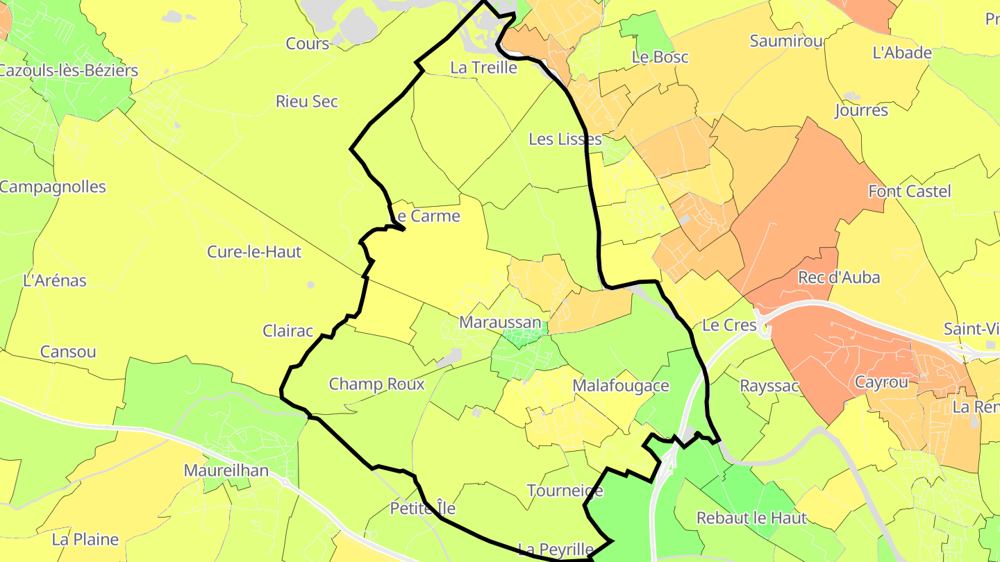 Carte des prix de l'immobilier Maraussan