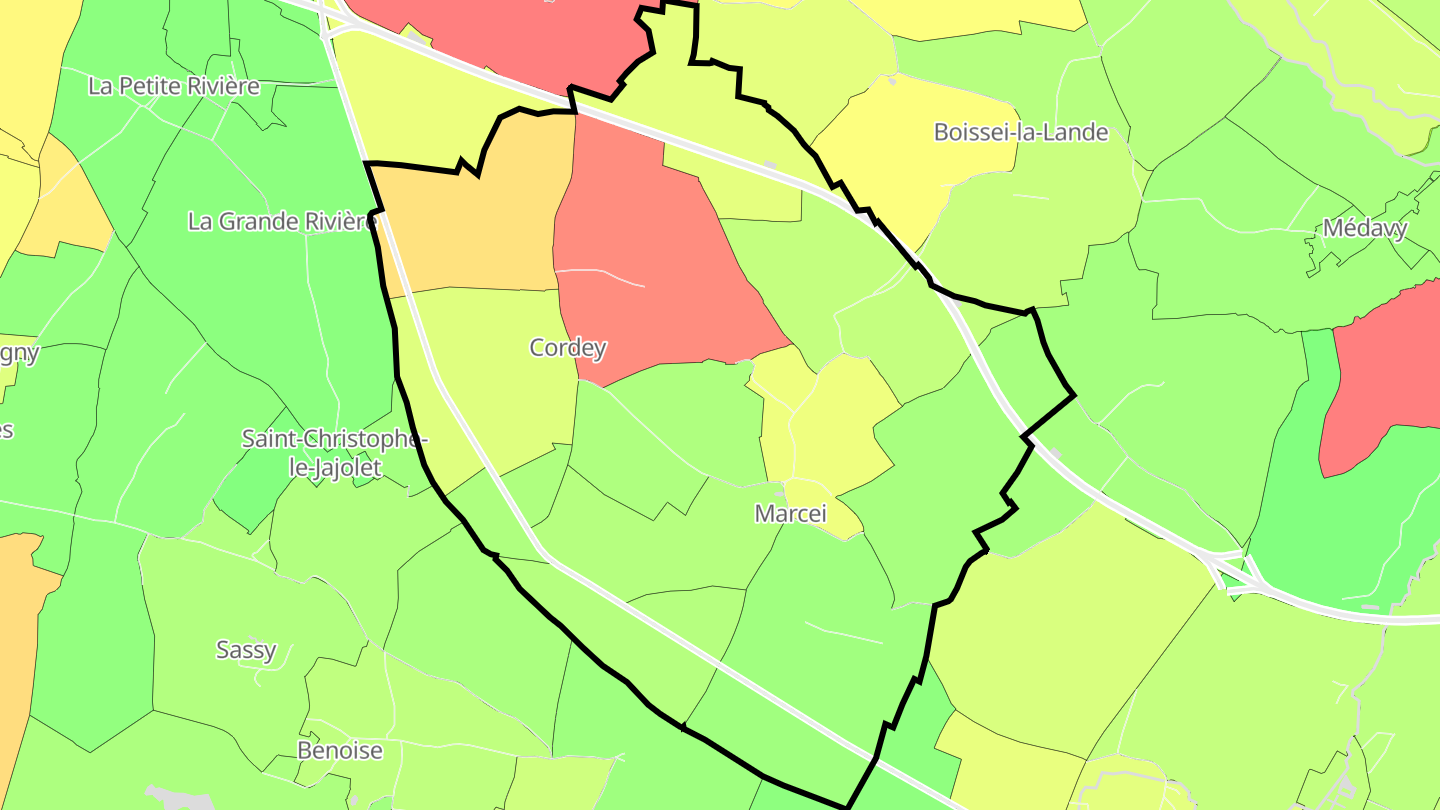 Carte des prix de l'immobilier Marcei