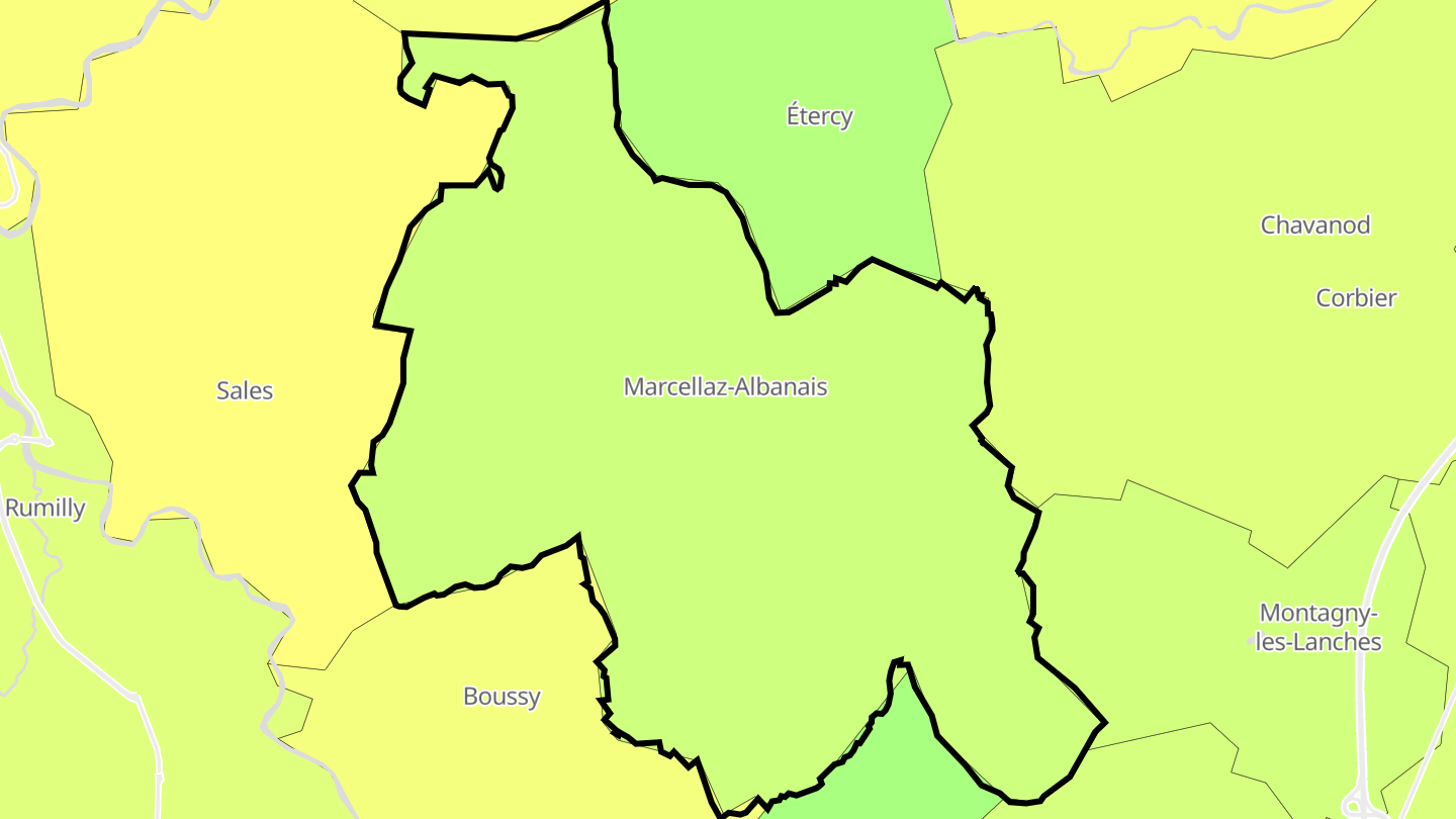 Carte des prix de l'immobilier Marcellaz-Albanais