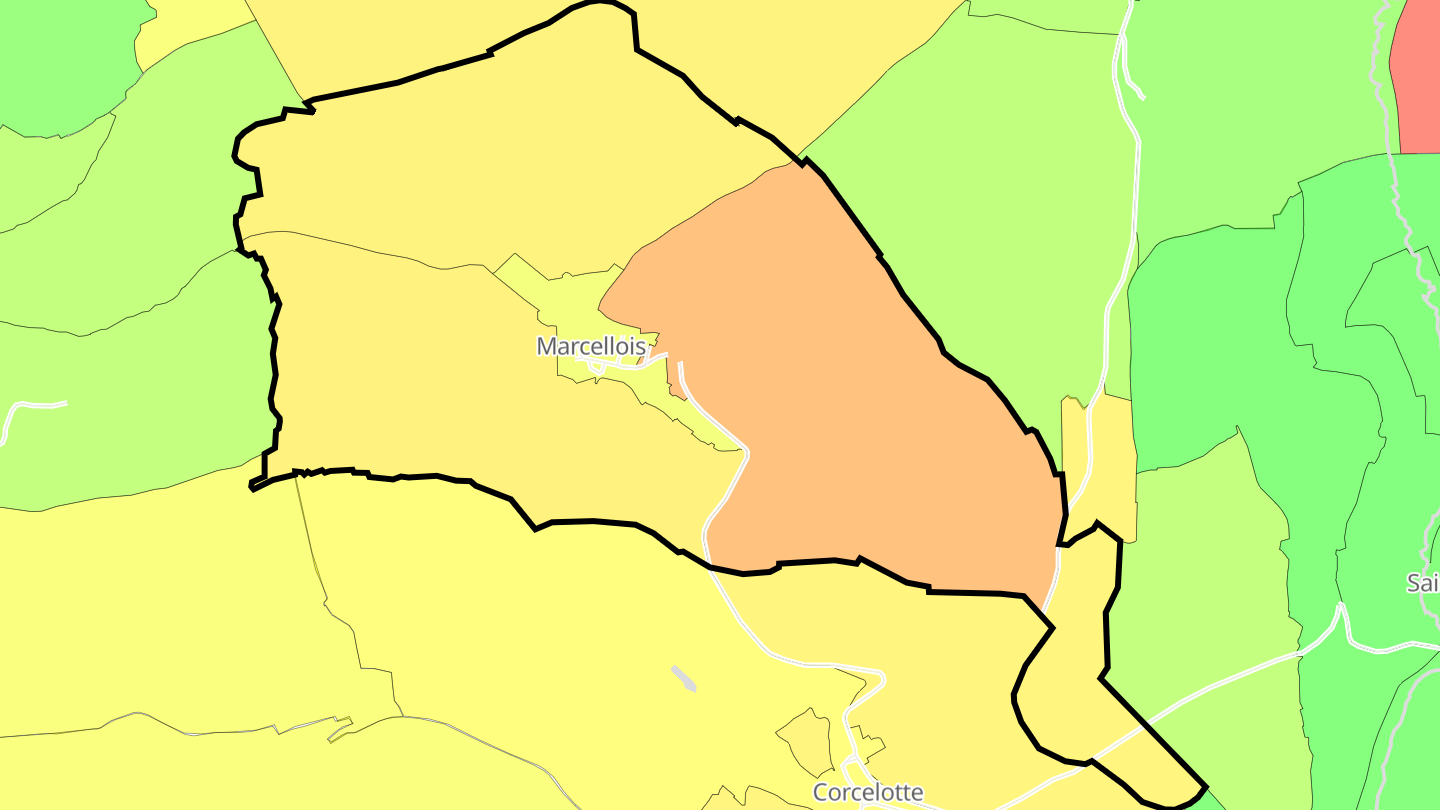 Carte des prix de l'immobilier Marcellois