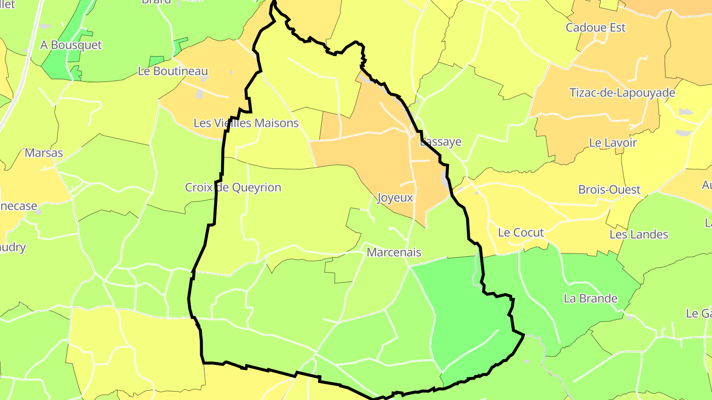 Carte des prix de l'immobilier Marcenais