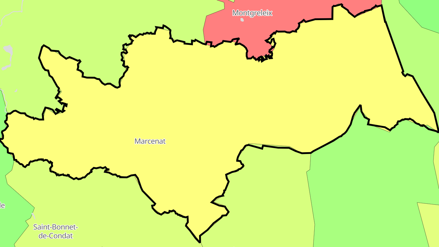 Carte des prix de l'immobilier Marcenat