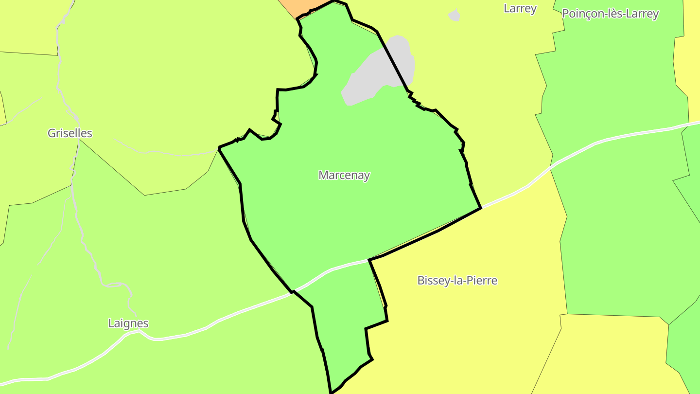 Carte des prix de l'immobilier Marcenay