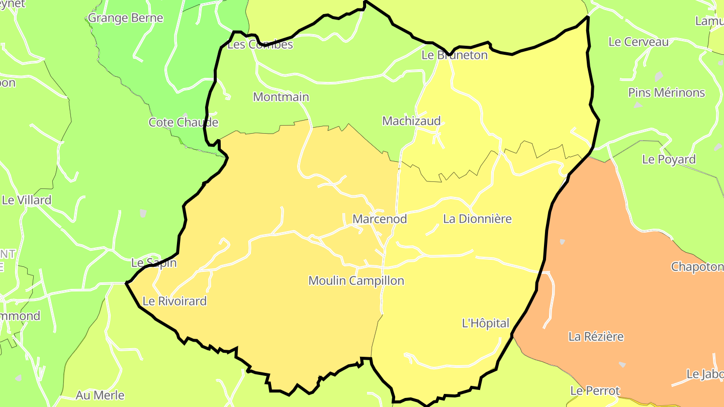 Carte des prix de l'immobilier Marcenod