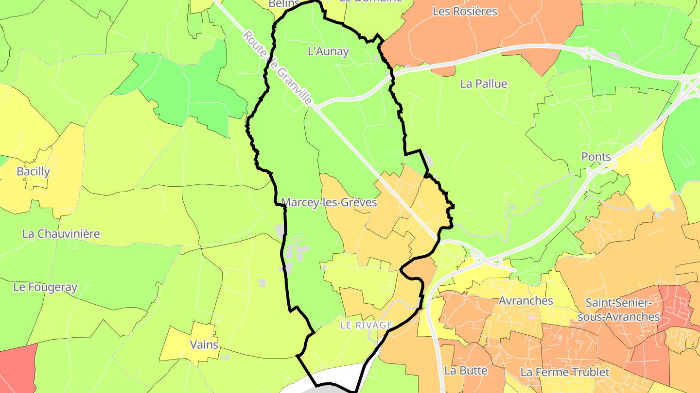 Carte des prix de l'immobilier Marcey-les-Grèves