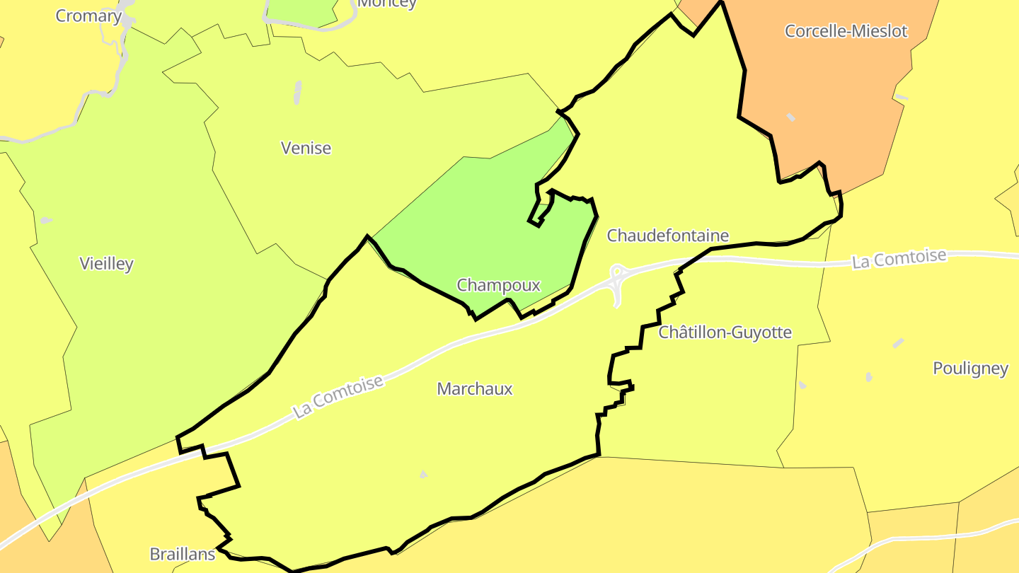 Carte des prix de l'immobilier Marchaux-Chaudefontaine