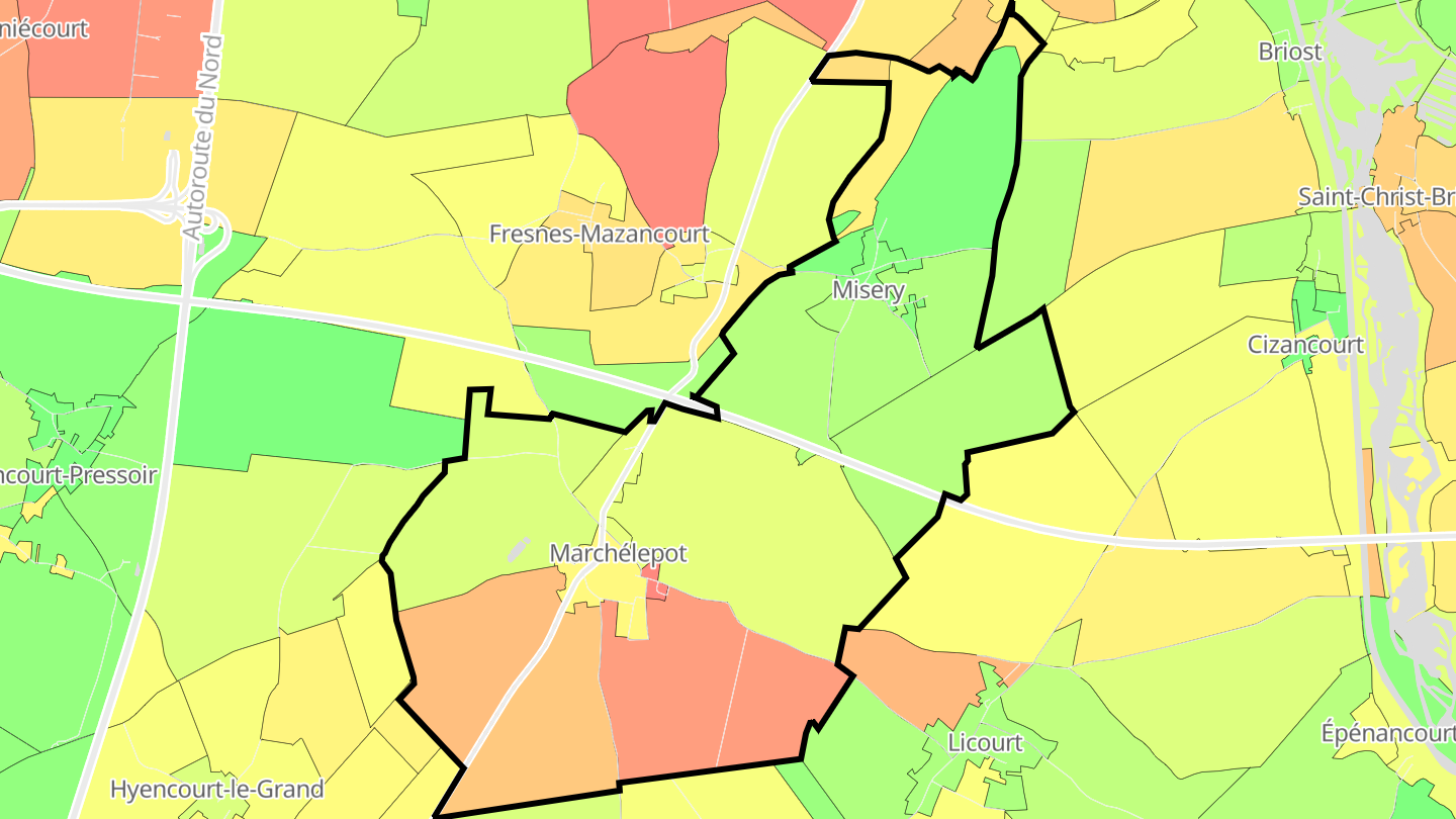 Carte des prix de l'immobilier Marchélepot-Misery