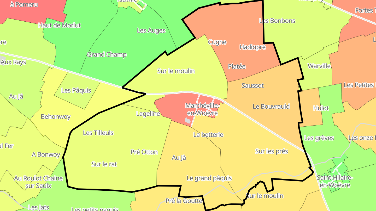Carte des prix de l'immobilier Marchéville-en-Woëvre