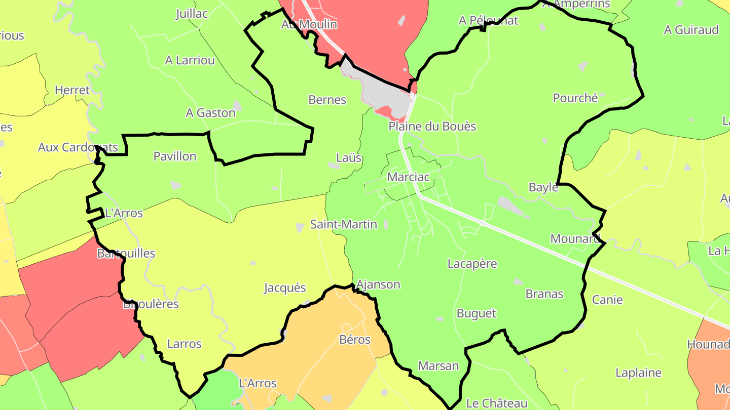 Carte des prix de l'immobilier Marciac