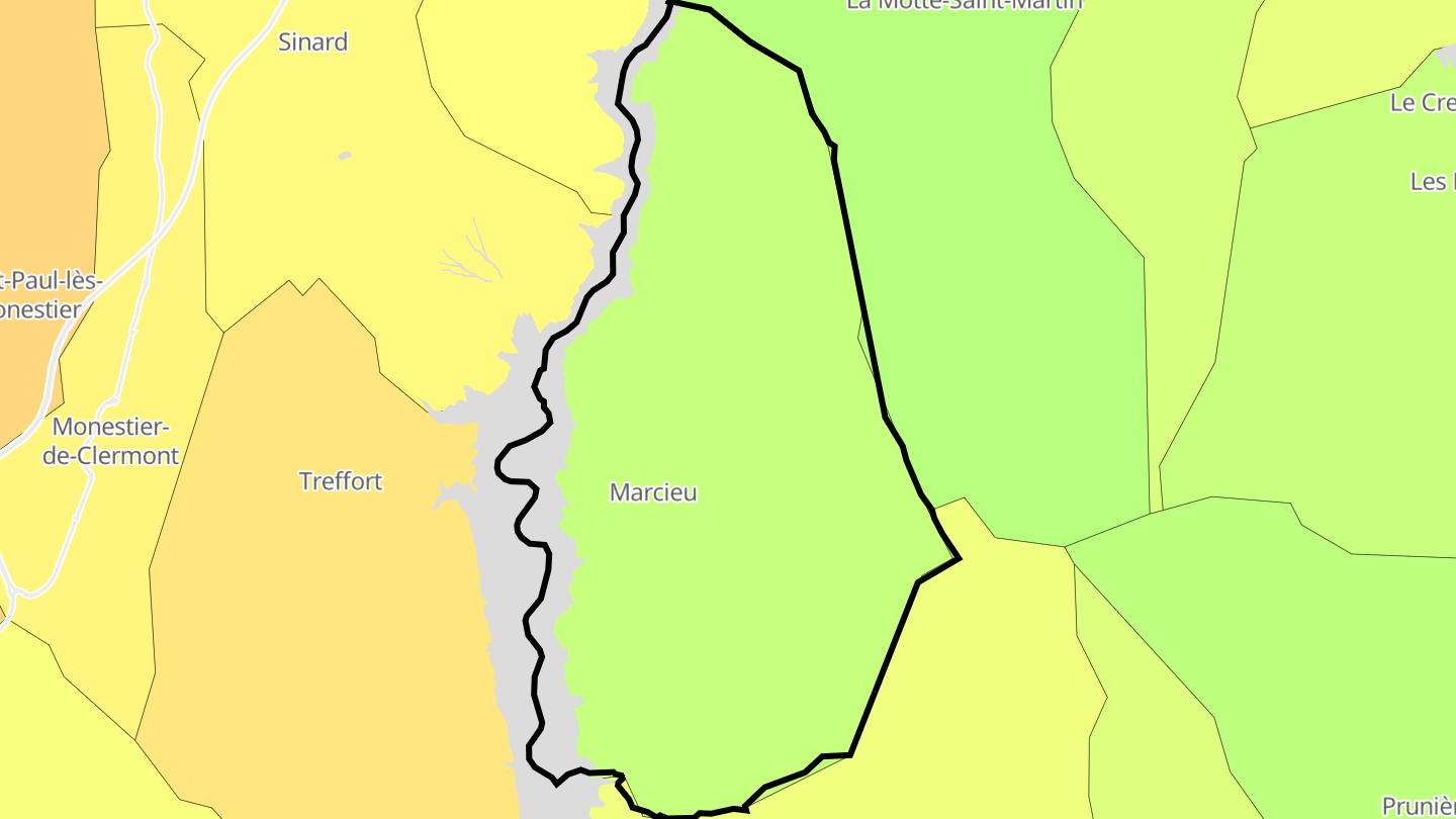 Carte des prix de l'immobilier Marcieu