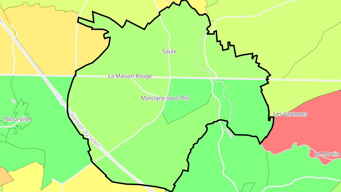 Carte des prix de l'immobilier Marcigny-sous-Thil