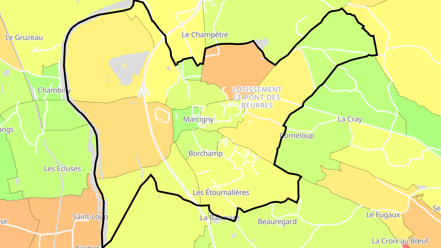 Carte des prix de l'immobilier Marcigny