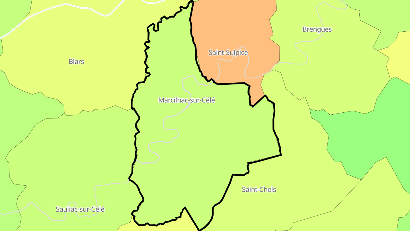 Carte des prix de l'immobilier Marcilhac-sur-Célé