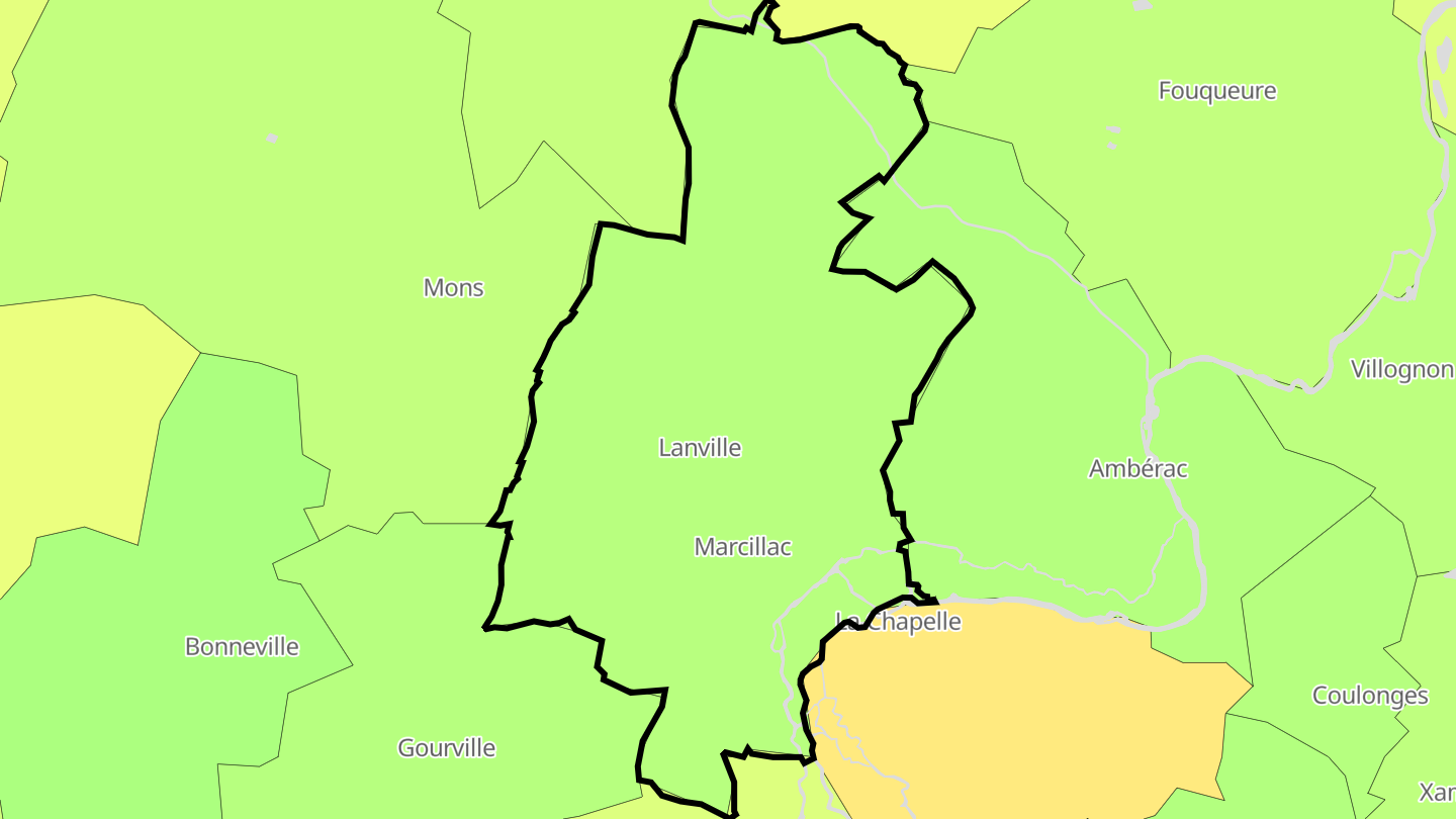 Carte des prix de l'immobilier Marcillac-Lanville