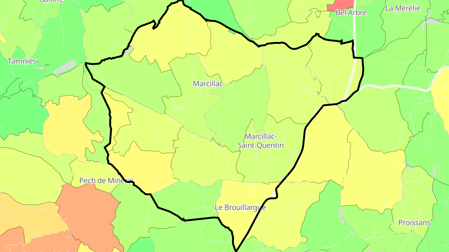 Carte des prix de l'immobilier Marcillac-Saint-Quentin