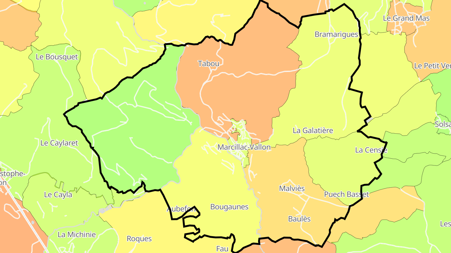 Carte des prix de l'immobilier Marcillac-Vallon