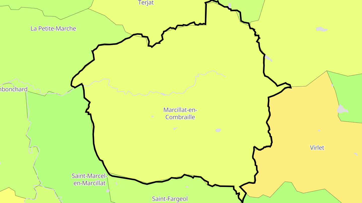 Carte des prix de l'immobilier Marcillat-en-Combraille