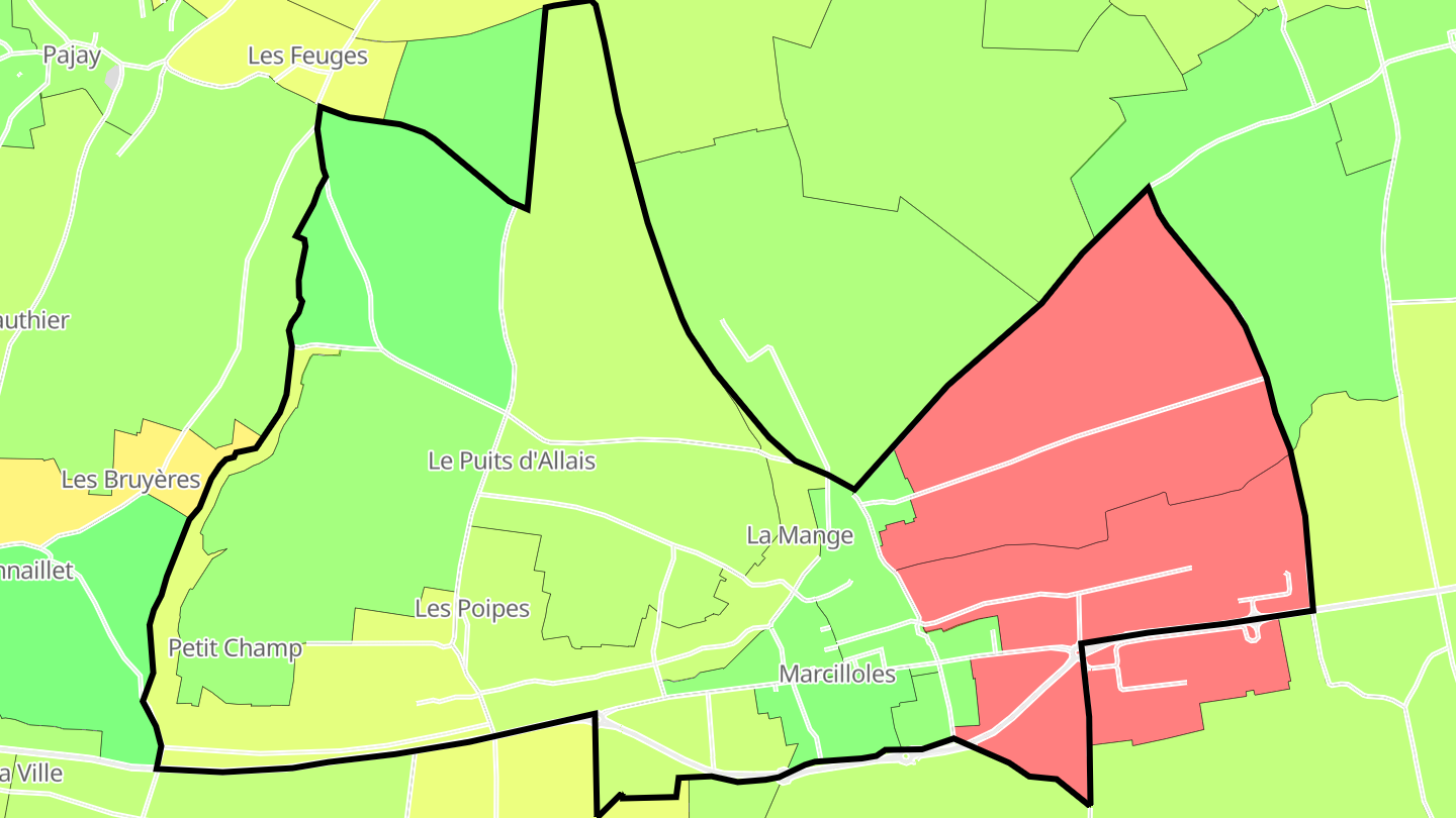 Carte des prix de l'immobilier Marcilloles