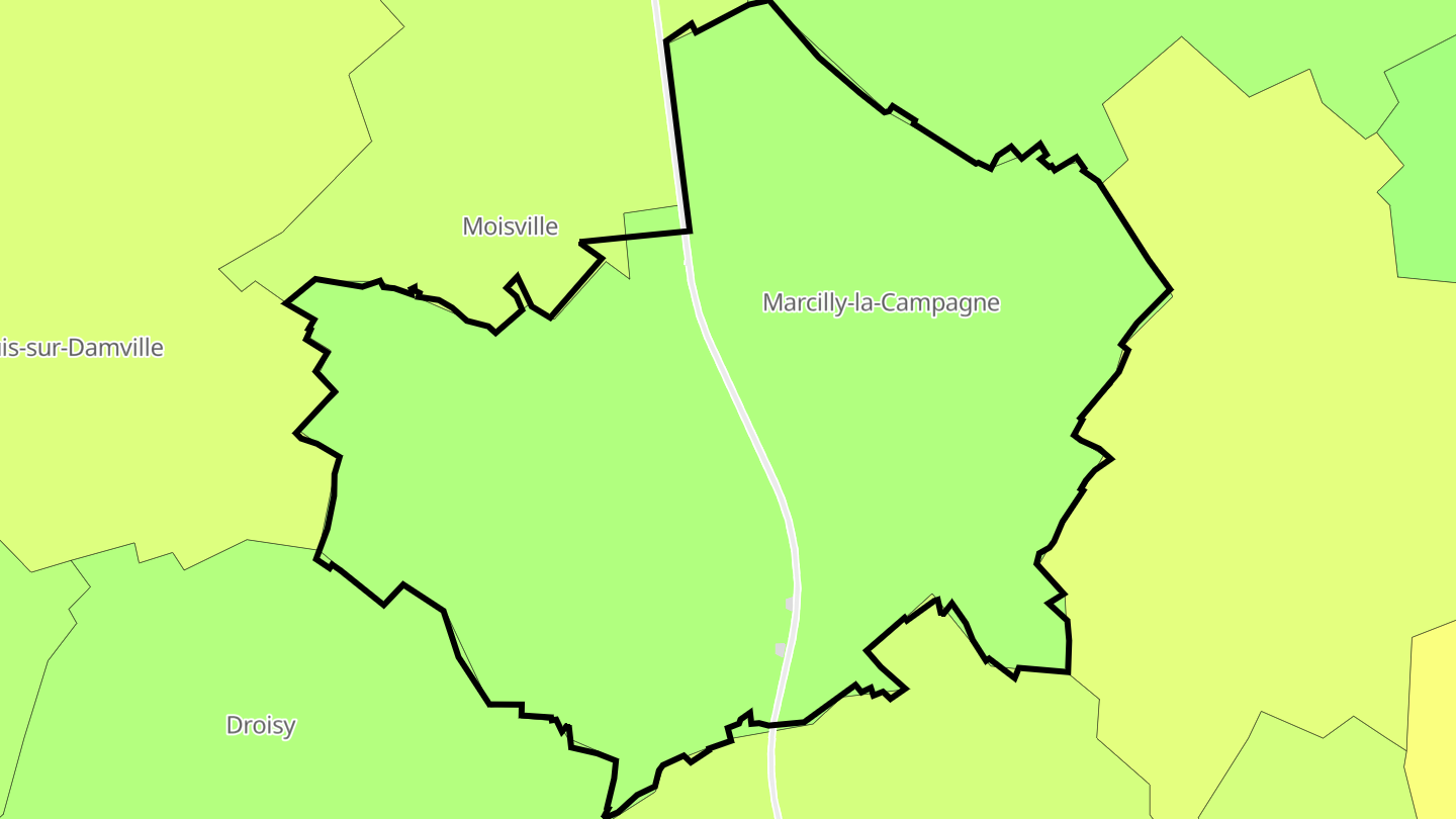 Carte des prix de l'immobilier Marcilly-la-Campagne