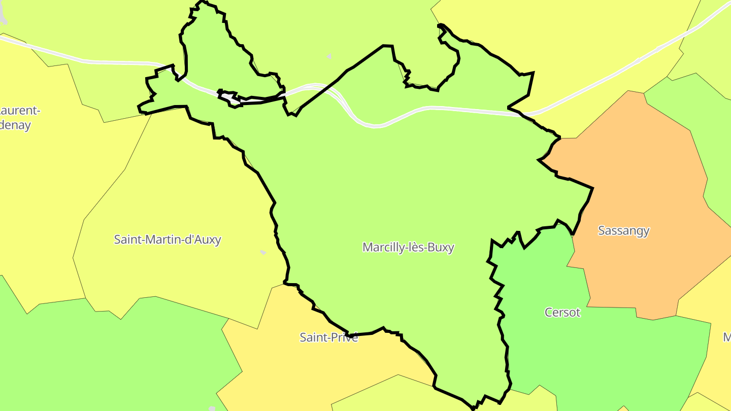 Carte des prix de l'immobilier Marcilly-lès-Buxy