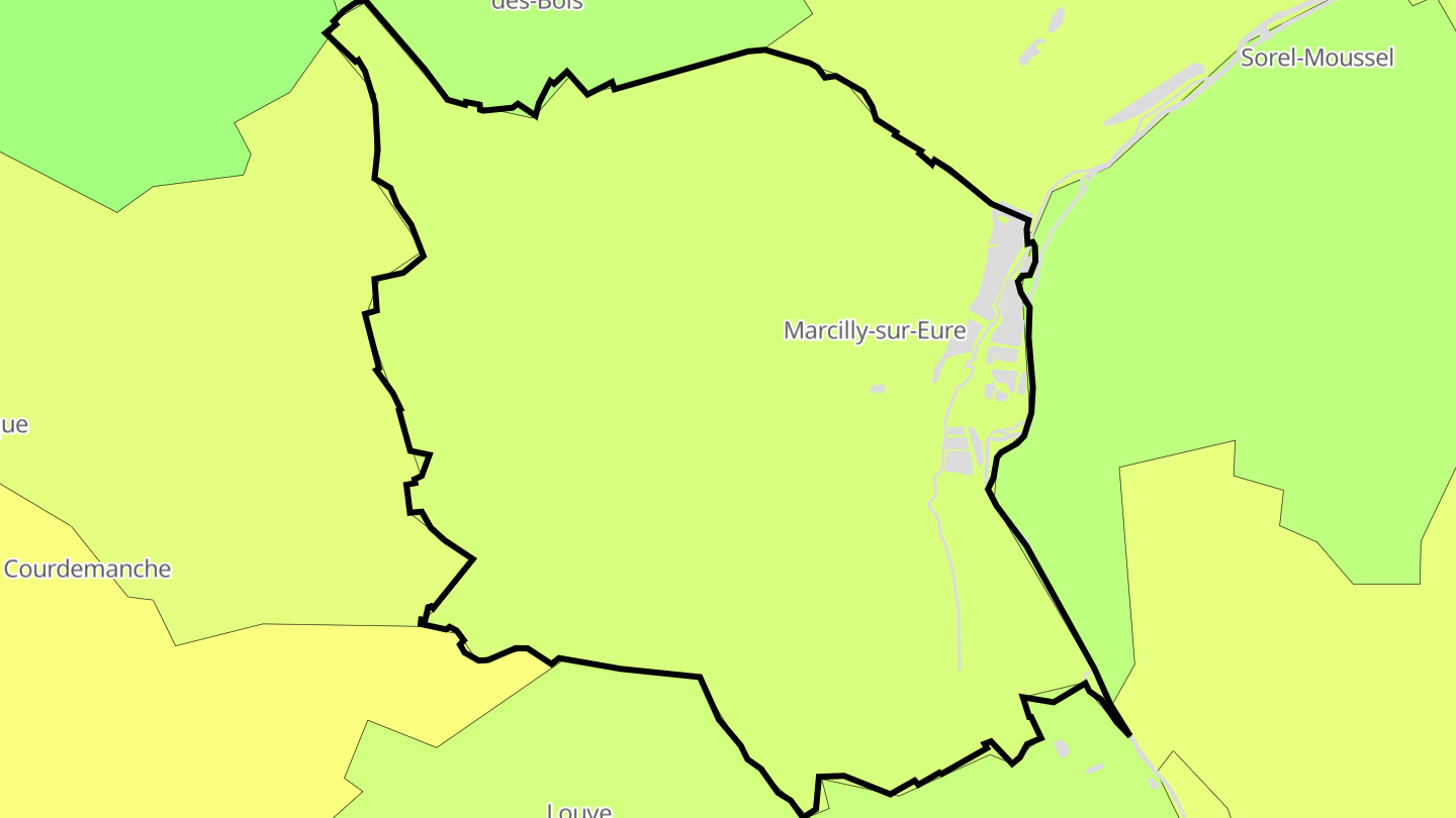 Carte des prix de l'immobilier Marcilly-sur-Eure