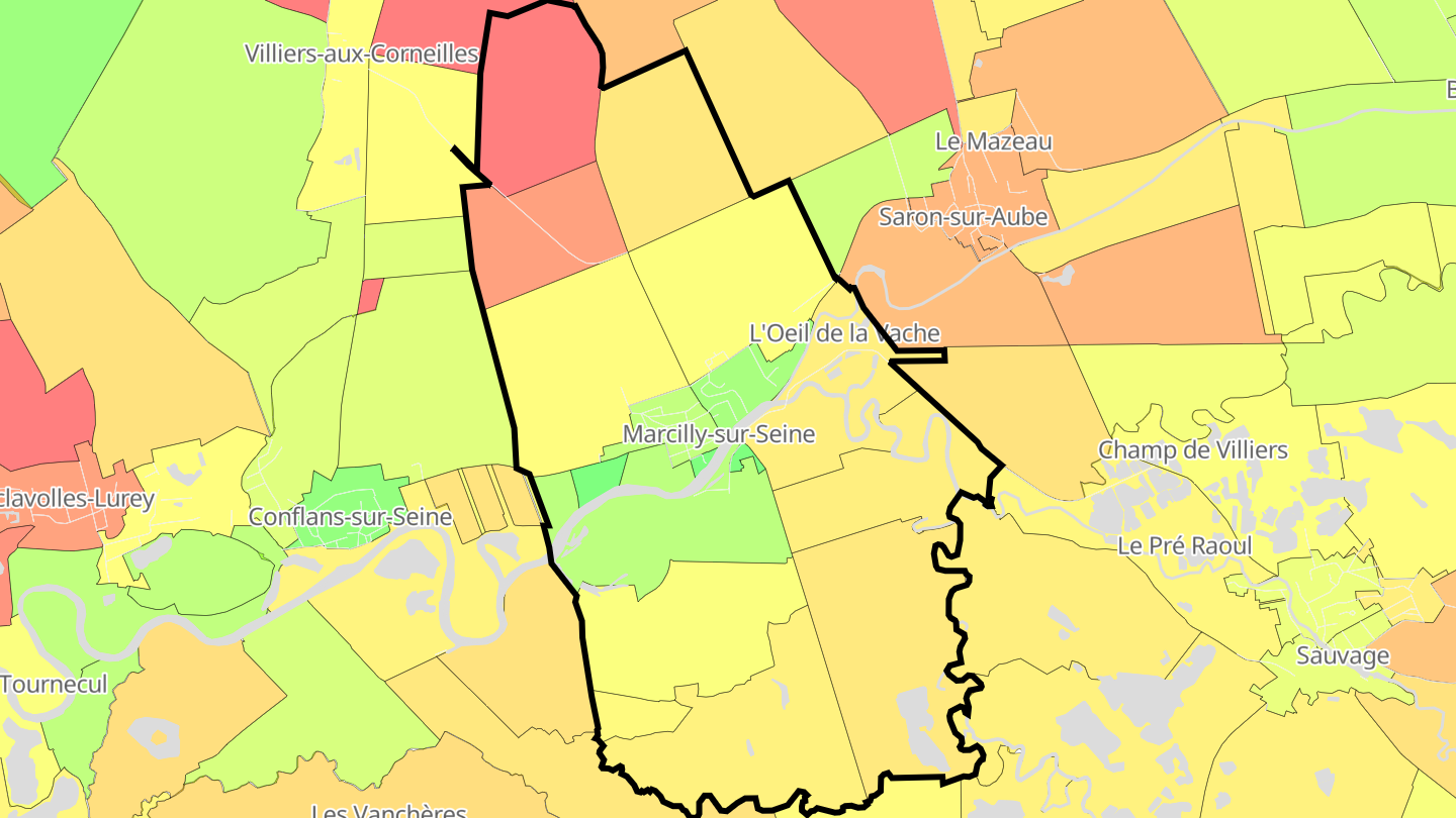 Carte des prix de l'immobilier Marcilly-sur-Seine