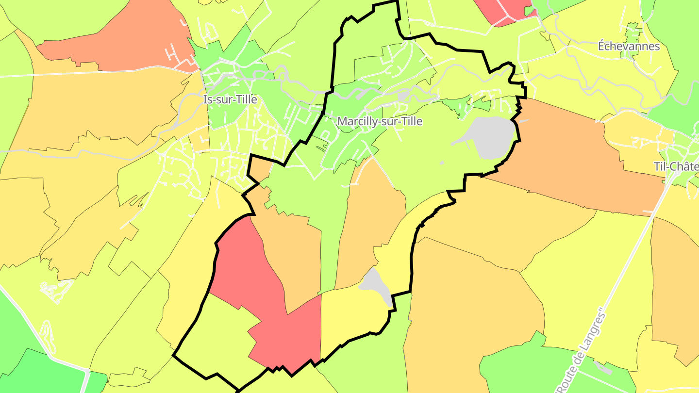 Carte des prix de l'immobilier Marcilly-sur-Tille