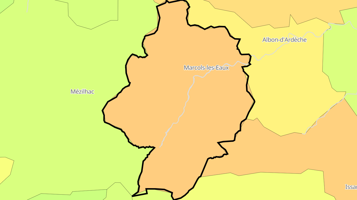 Carte des prix de l'immobilier Marcols-les-Eaux