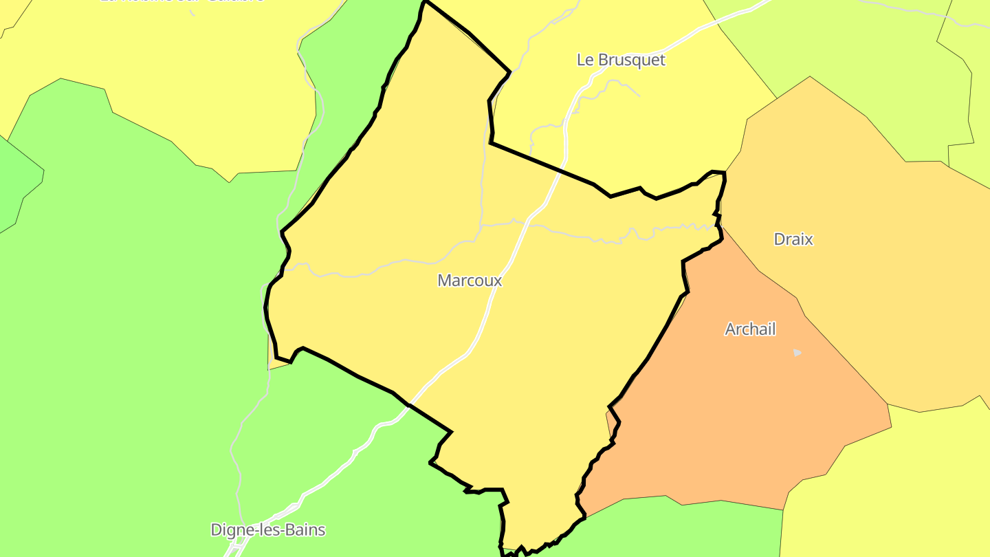 Carte des prix de l'immobilier Marcoux