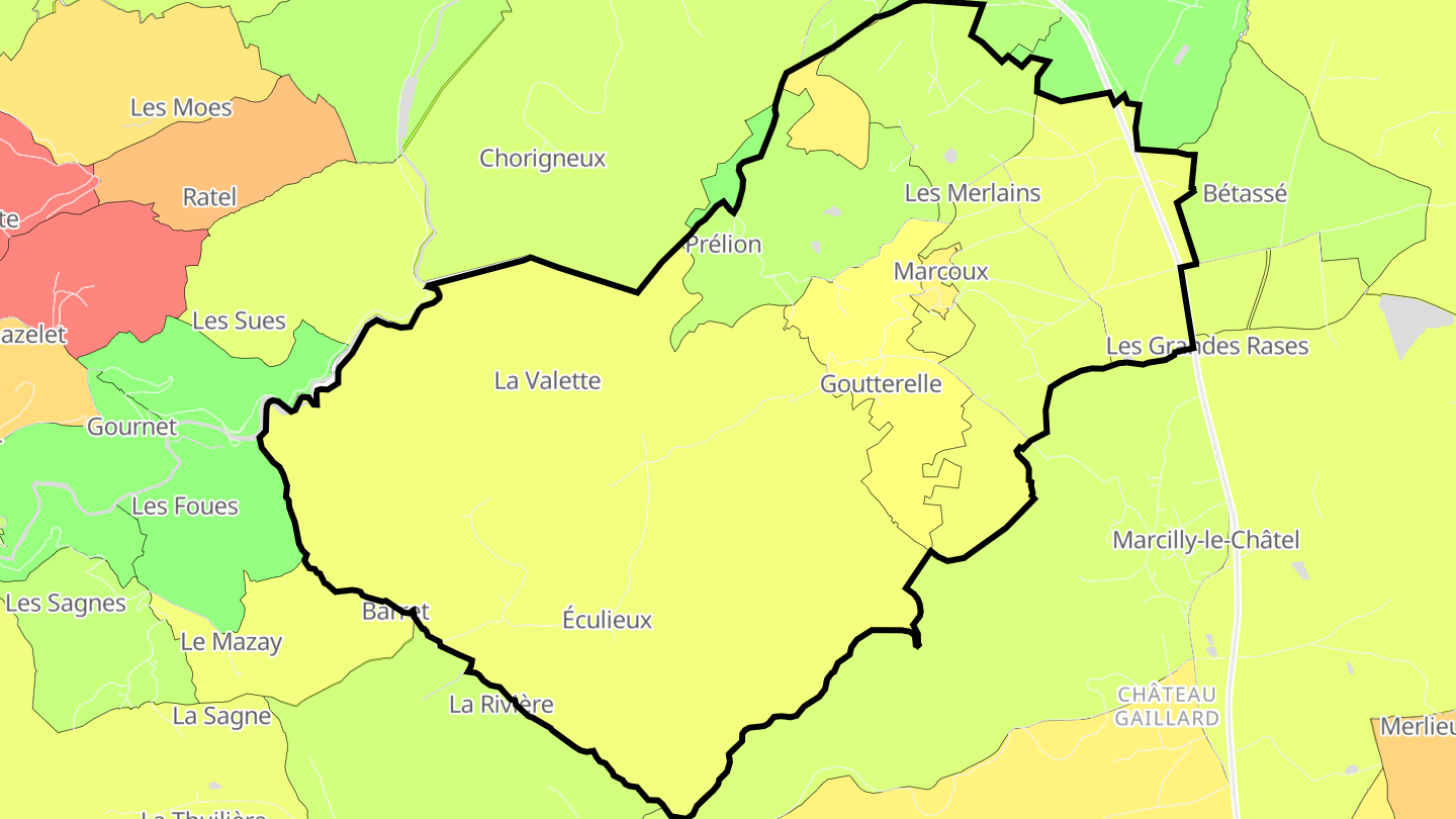 Carte des prix de l'immobilier Marcoux