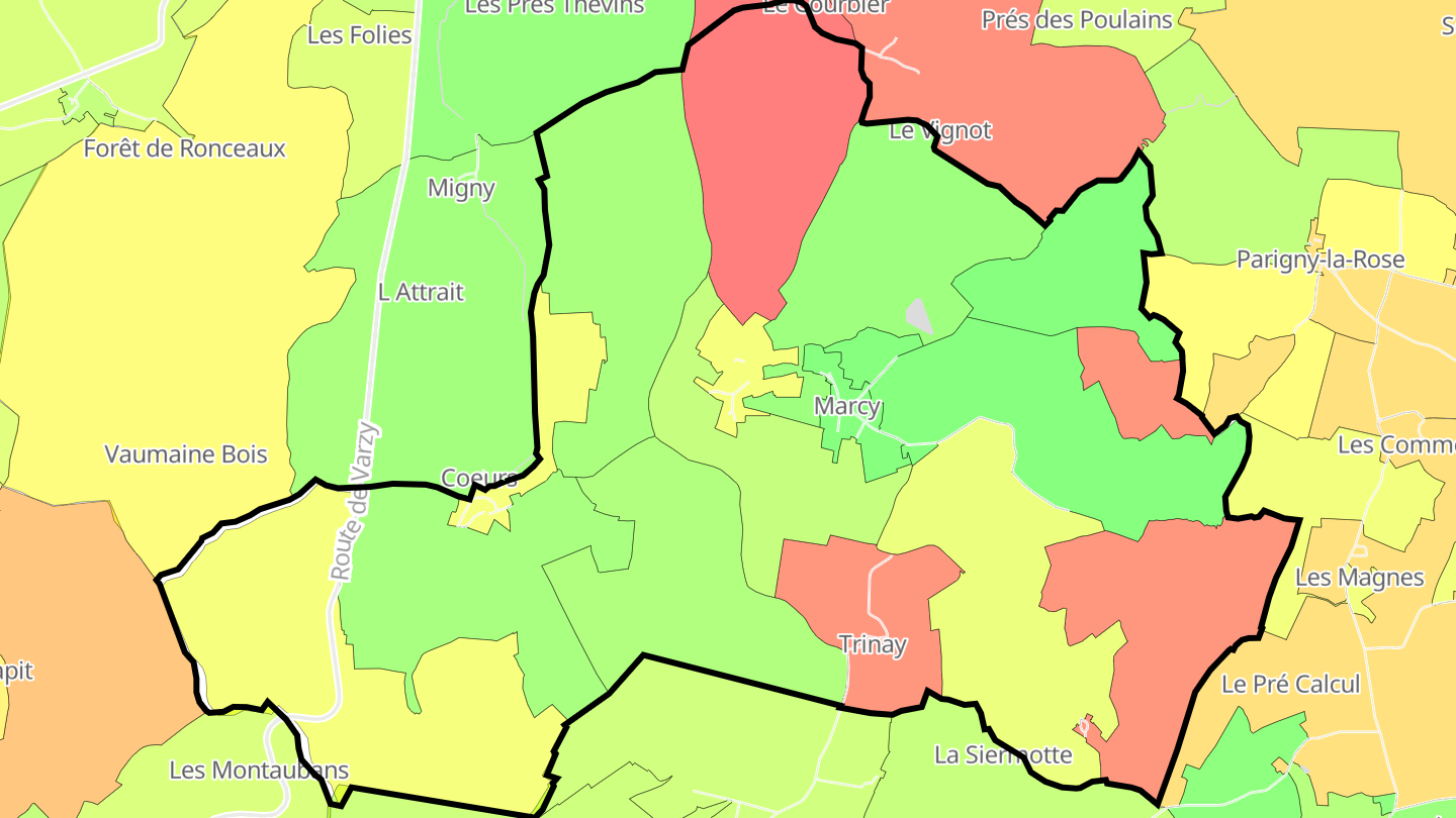 Carte des prix de l'immobilier Marcy