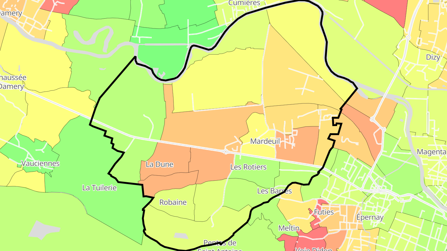 Carte des prix de l'immobilier Mardeuil