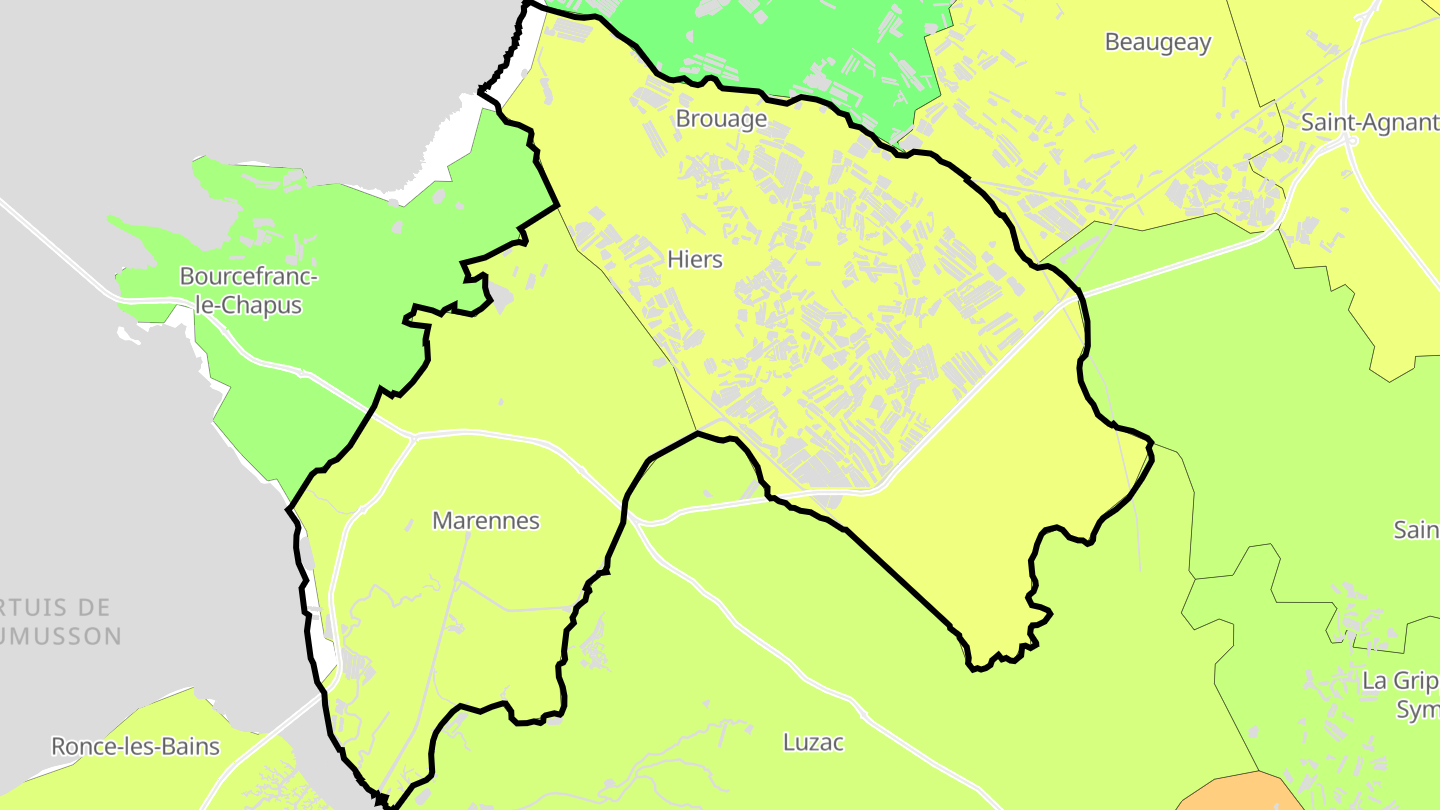 Carte des prix de l'immobilier Marennes-Hiers-Brouage