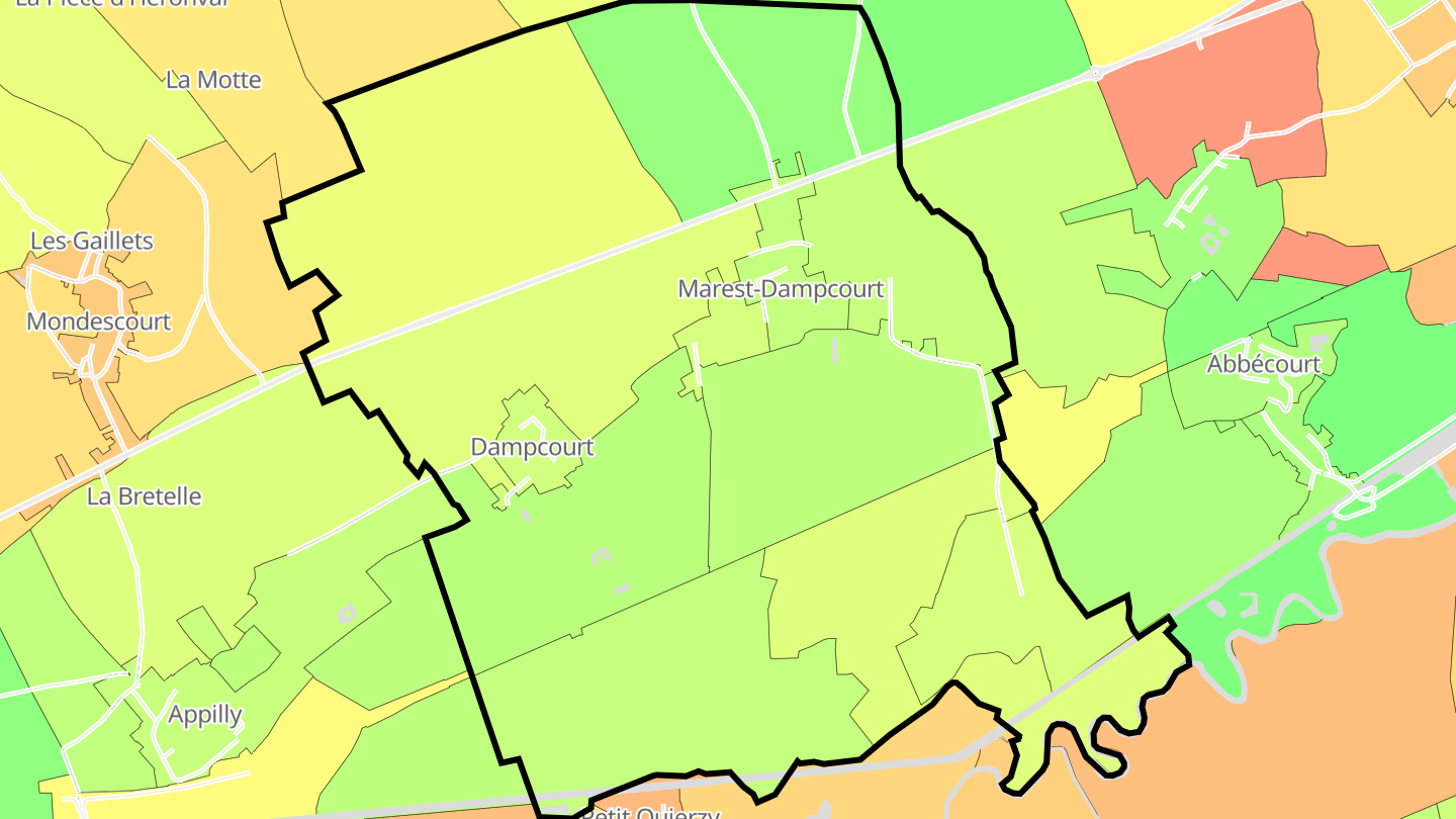 Carte des prix de l'immobilier Marest-Dampcourt