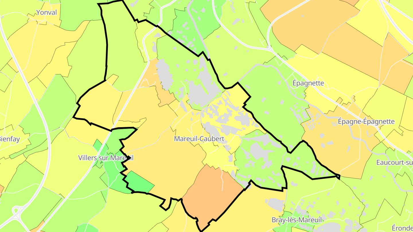Carte des prix de l'immobilier Mareuil-Caubert