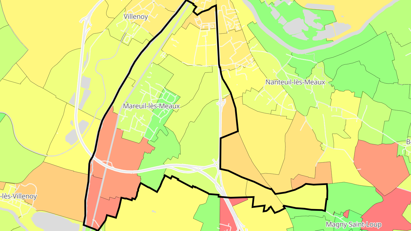 Carte des prix de l'immobilier Mareuil-lès-Meaux