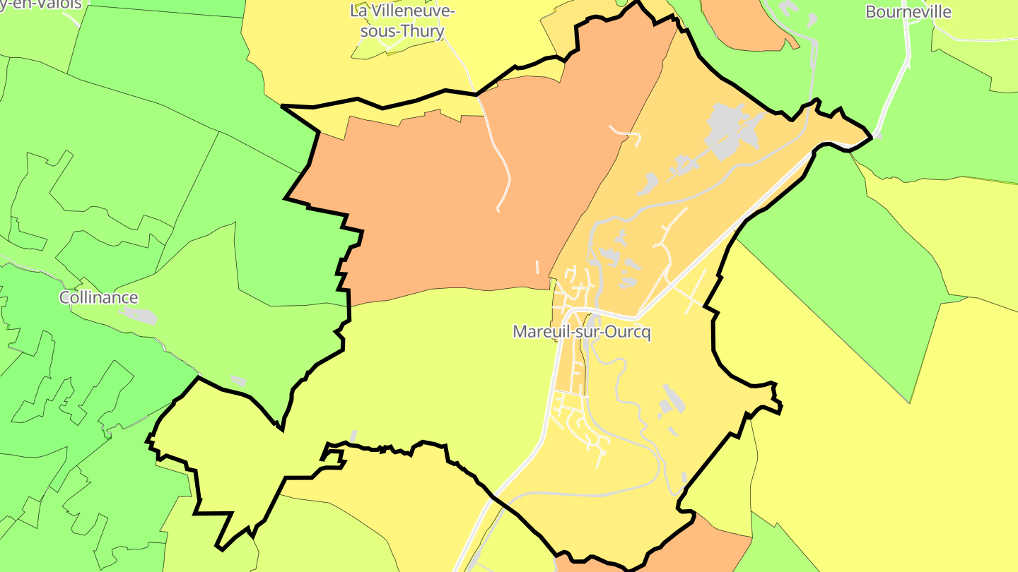 Carte des prix de l'immobilier Mareuil-sur-Ourcq